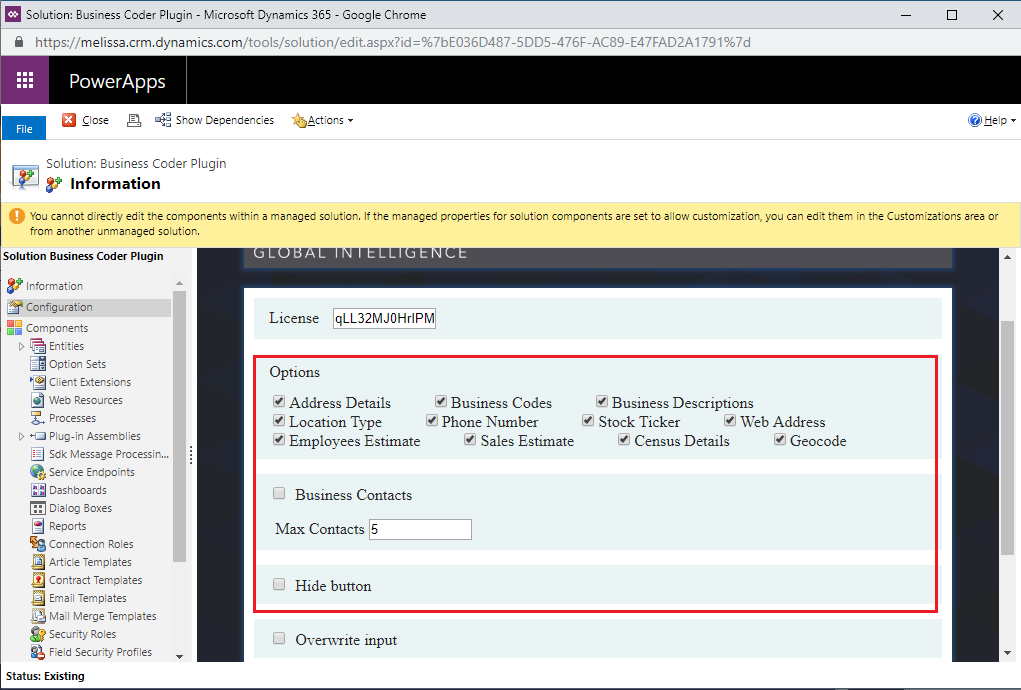 Select options
