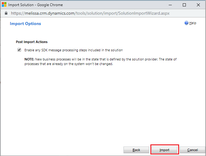 Click Import