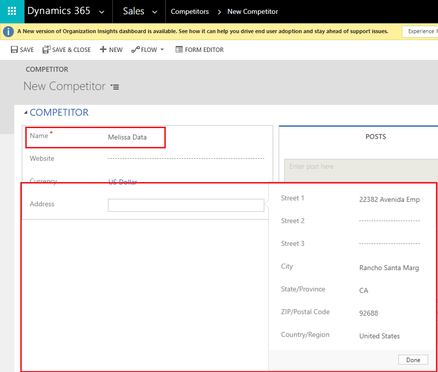 Enter competitor information