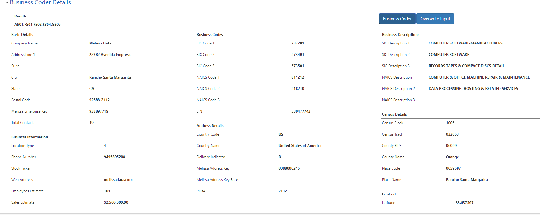 View Business Coder Details
