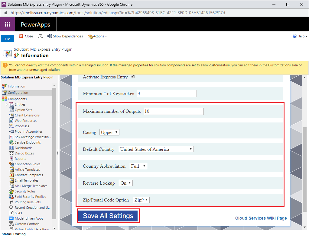 Click Save all Settings