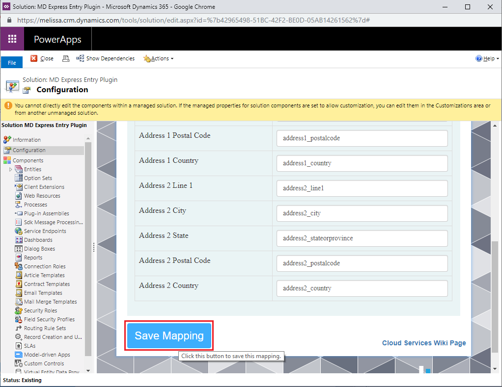 Click Save Mapping