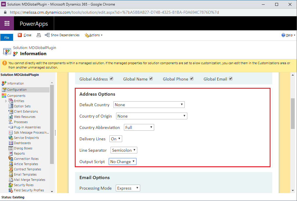 Select Address Options