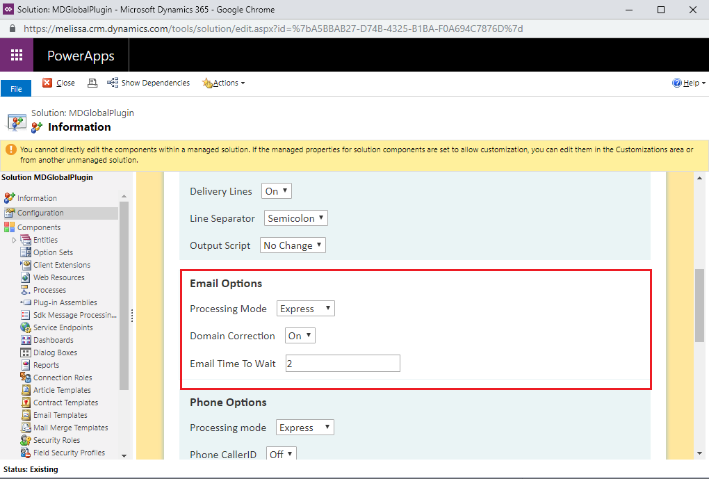 Select Email Options
