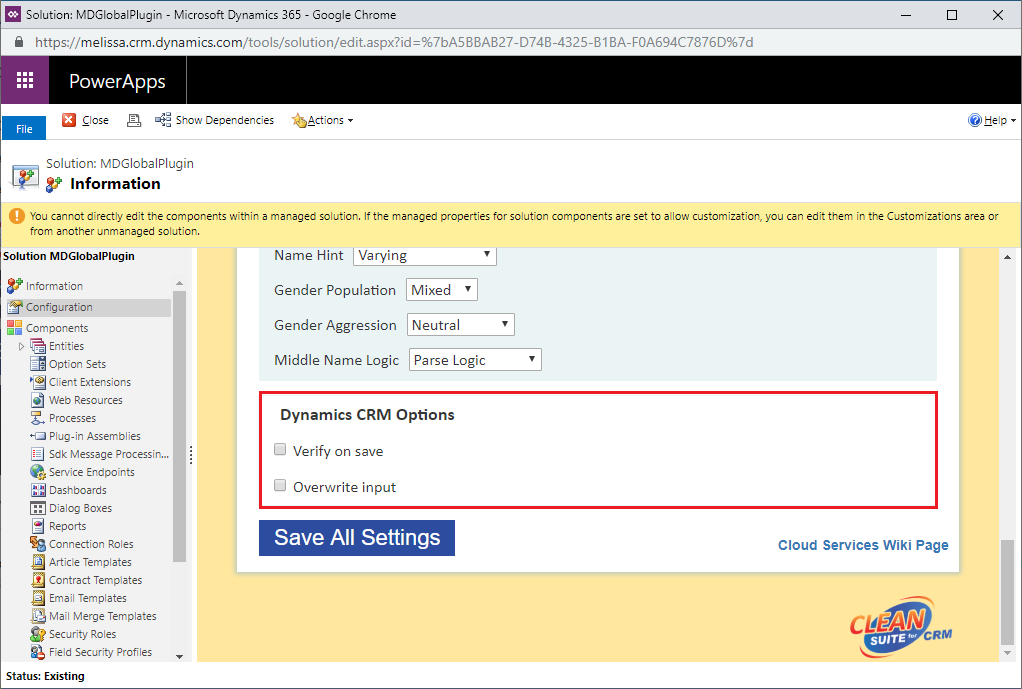 Select Dynamics CRM Options