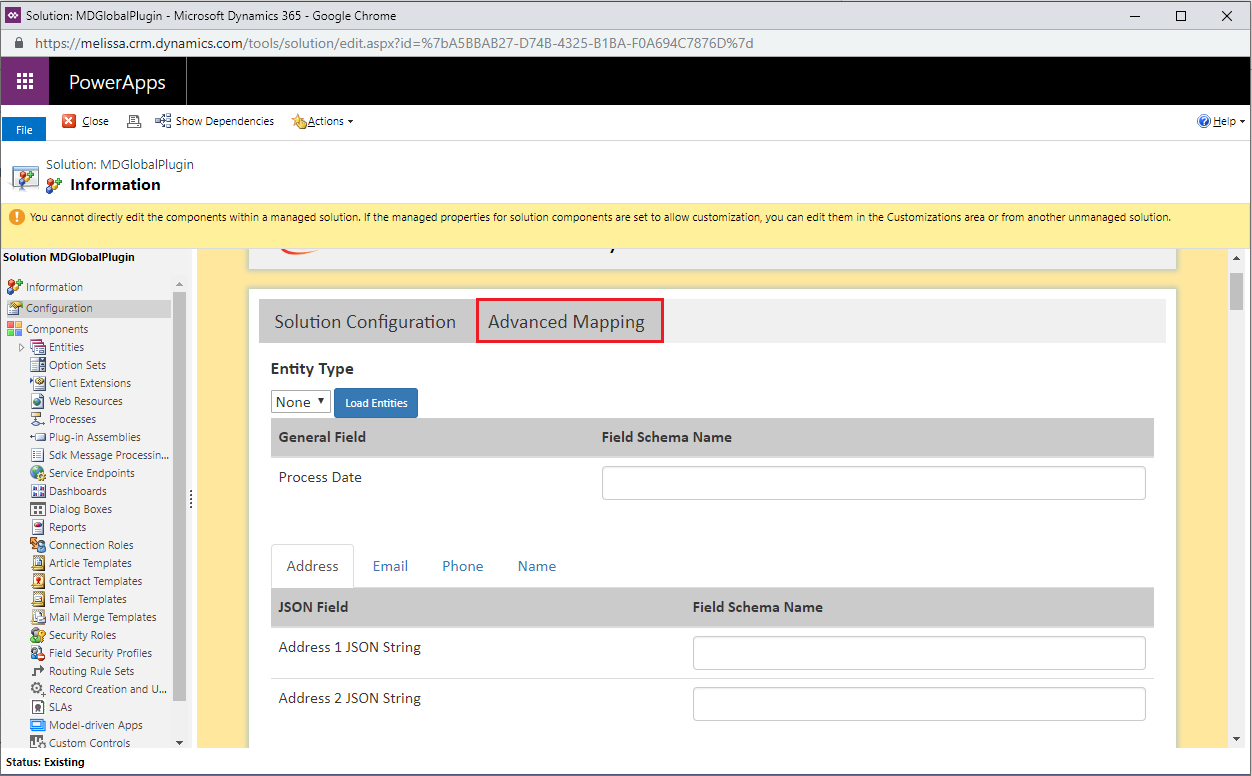 Click Advanced Mapping tab