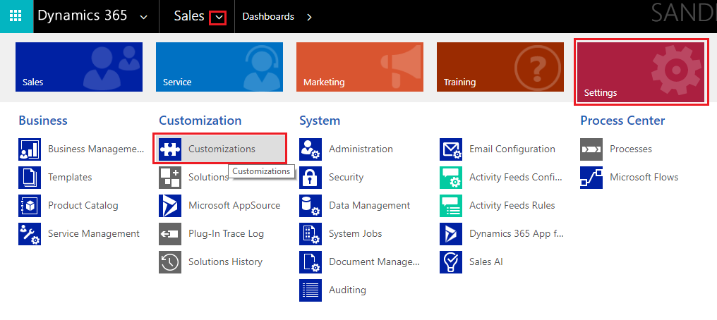 Click Customizations