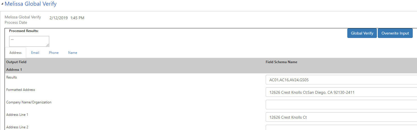 Global Address Tab