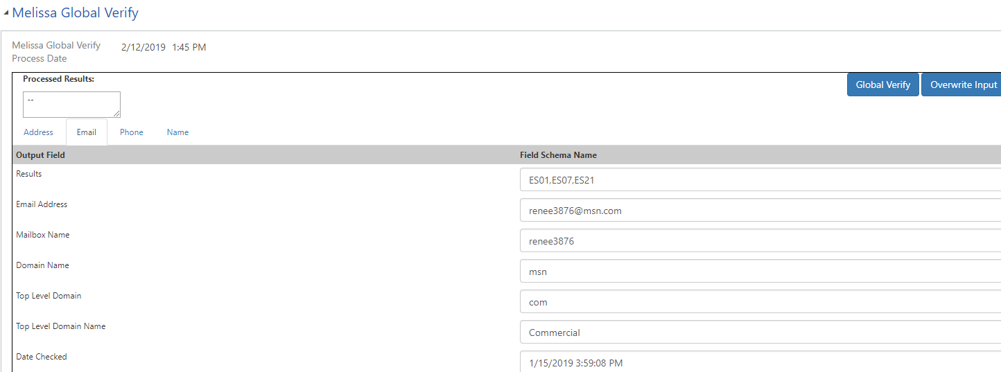 Global Email Tab