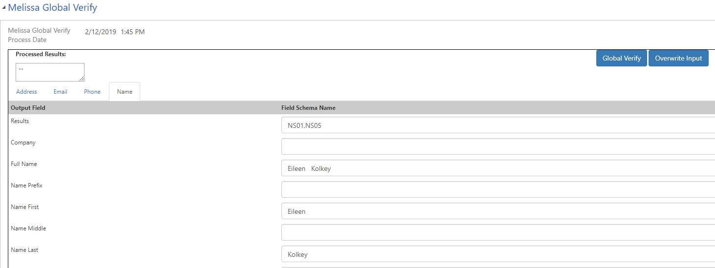 Global Name Tab