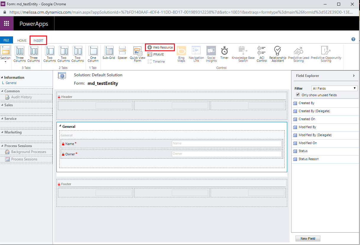 Click Web Resource button