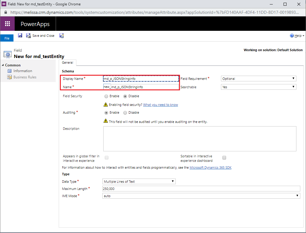 Enter Name and Display Name fields