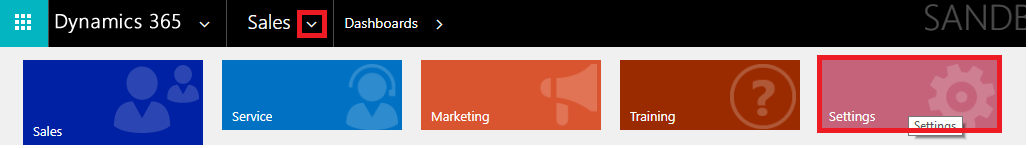 Click Settings in the drop down