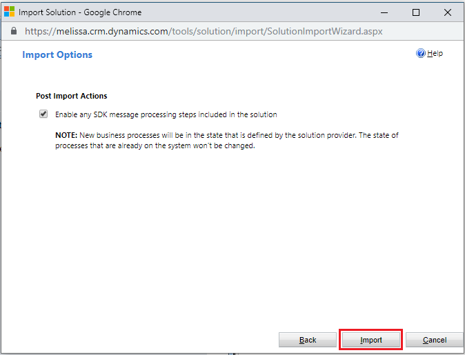 Click Import