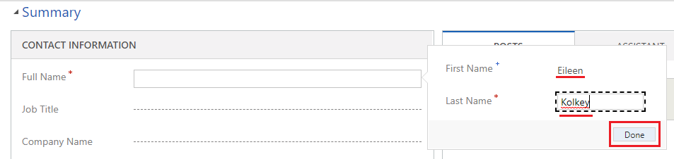 Enter information and click Done