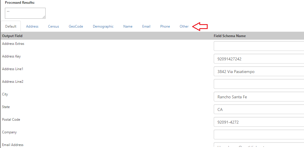 Select tabs to view output