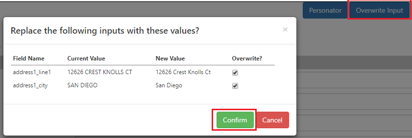 Select what input to overwrite