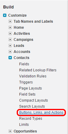 Customize → Contacts → Buttons, Links, and Actions