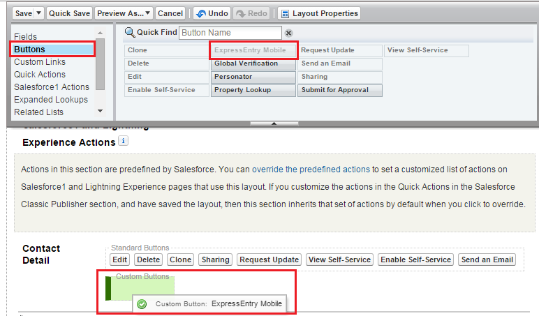 Buttons → ExpressEntry Mobile