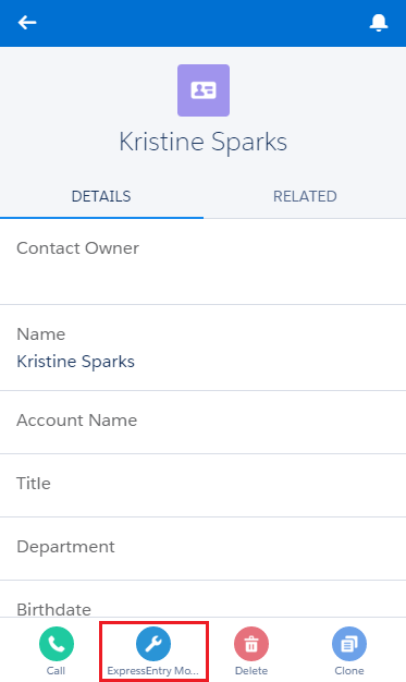 ExpressEntry Mobile Contacts