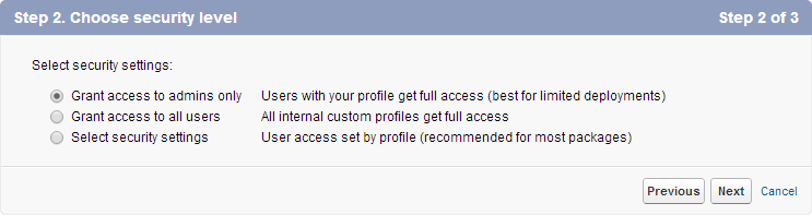 Choose Security Level